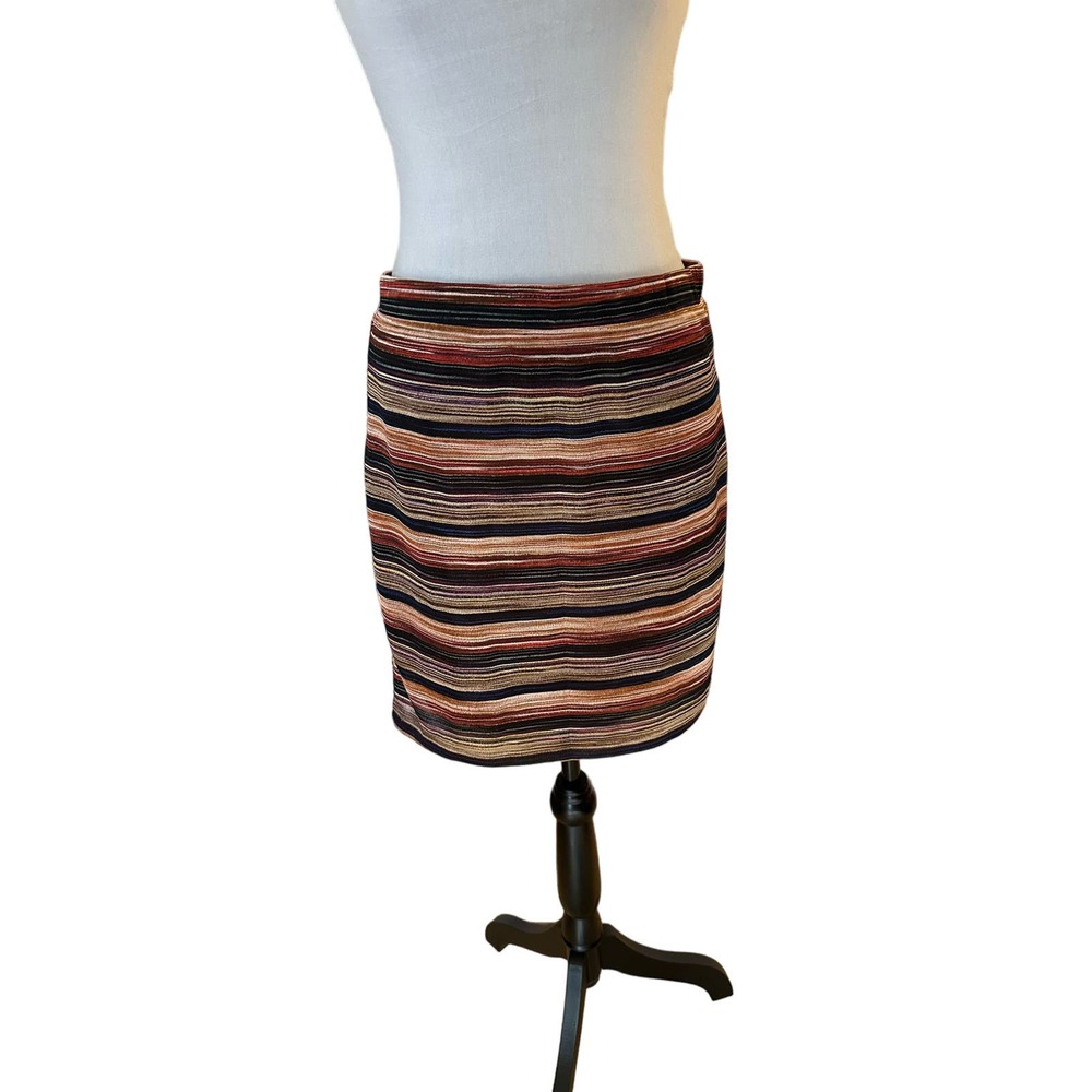 Blue and Brown Stripes Knitted Skirt Petite Small